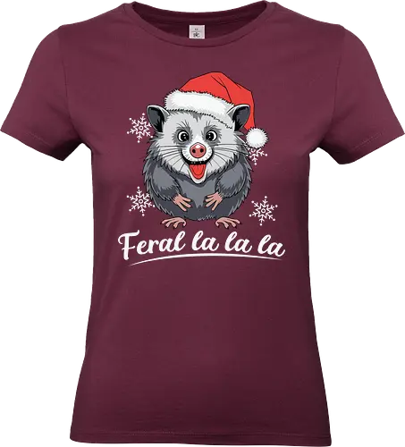 cheerful possum - possum, santa hat, christmas, snowflakes, holiday, cheerful, cute, wildlife, festive, humorous - Standard T-Shirt (Frauen)