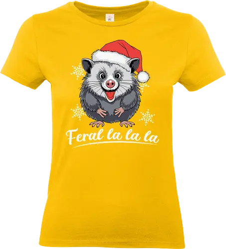 cheerful possum - possum, santa hat, christmas, snowflakes, holiday, cheerful, cute, wildlife, festive, humorous - Standard T-Shirt (Frauen)