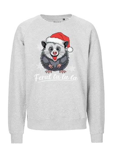 cheerful possum - possum, santa hat, christmas, snowflakes, holiday, cheerful, cute, wildlife, festive, humorous - Fairtrade Sweatshirt