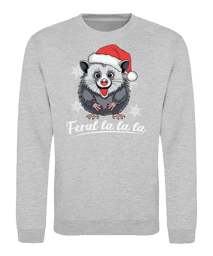 cheerful possum - possum, santa hat, christmas, snowflakes, holiday, cheerful, cute, wildlife, festive, humorous - Sweatshirt
