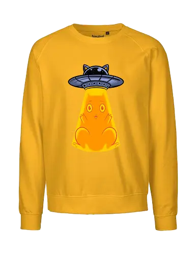 big catch  - cat, animal, cute, funny, shape, catlover, fun, ufo, alien, scifi, fantasy - Fairtrade Sweatshirt