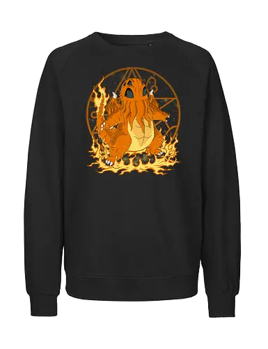 Charmanthulhu - cthulhu, fire type, Starter, cosmic horror, lovecraftian, hp lovecraft, necronomicon, horror anime, cthulhu charmander, azathoth, king in yellow, r'lyeh, charmander evolution, cthulhu evolution - Fairtrade Sweatshirt