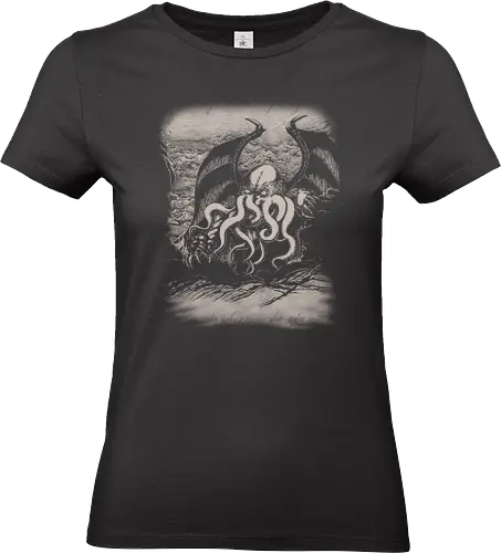 Rise Great Old One - cthulhu, necronomicon, lovecraftian, hp lovecraft, vintage art, engraving cthulhu, great old ones, r'lyeh, azathoth, ancient ones - Standard T-Shirt (Frauen)