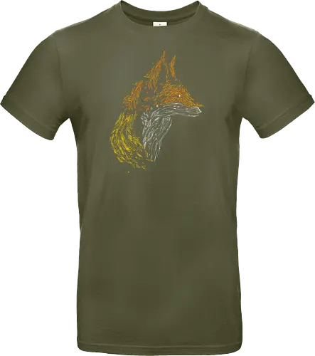 Fox in leaves - fox, foxes, animal lovers, artistic, kharmazero, fall season, autumn, autumn colors, nature - Standard T-Shirt