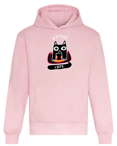 If it Fits I Sits - Black cat, halloween, pumpkin, jack o lantern, halloween 2024, autumn, fall, witches cat, minimal, simple cat, cat sat, cat in pumpkin, cute cat, kitty, kitten, pumpkin carving, spooky - Heavyweight Hoodie