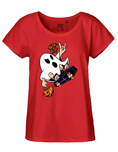 trick or flip  - horror, halloween, cool, cute, fun, Pen and Paper, game, plant, cartoon, monster - Fairtrade Girl Shirt