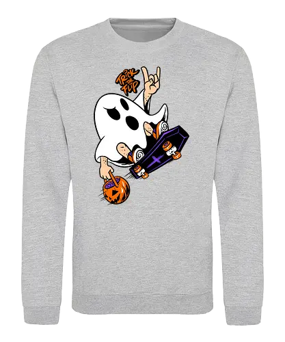 trick or flip  - horror, halloween, cool, cute, fun, Pen and Paper, game, plant, cartoon, monster - Sweatshirt