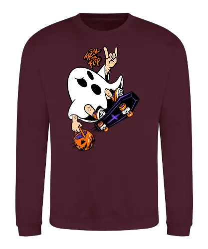 trick or flip  - horror, halloween, cool, cute, fun, Pen and Paper, game, plant, cartoon, monster - Sweatshirt