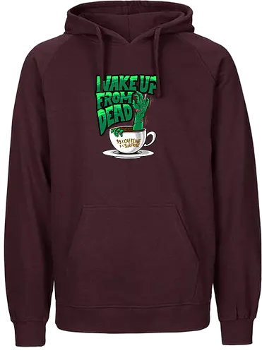 wake the dead  - horror, halloween, cool, cute, fun, cartoon, monster, coffee, caffeine, zombie, expresso - Fairtrade Hoodie