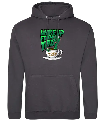 wake the dead  - horror, halloween, cool, cute, fun, cartoon, monster, coffee, caffeine, zombie, expresso - Standard Hoodie