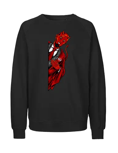 satan saw you  - horror, halloween, cool, cute, fun, satan, parody, demon, devil - Fairtrade Sweatshirt
