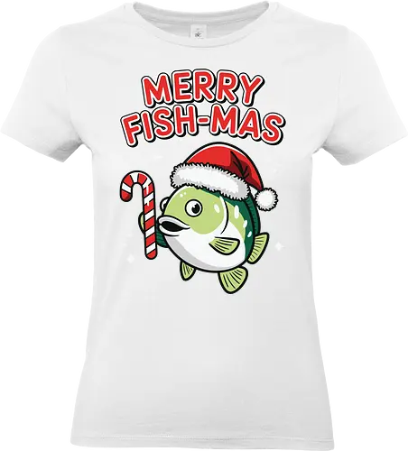 Merry Fish-mas - christmas, fish, santa hat, candy cane, holiday, festive, greeting, funny, humorous, celebration - Standard T-Shirt (Frauen)