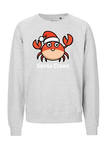 Santa Claws - cartoon, crab, santa hat, festive, holiday, humor, christmas, character, cute, playful, puns - Fairtrade Sweatshirt