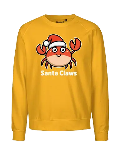 Santa Claws - cartoon, crab, santa hat, festive, holiday, humor, christmas, character, cute, playful, puns - Fairtrade Sweatshirt