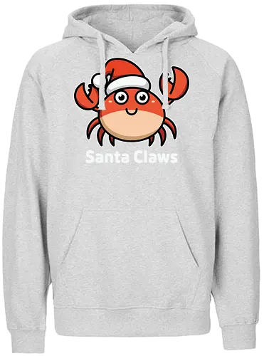 Santa Claws - cartoon, crab, santa hat, festive, holiday, humor, christmas, character, cute, playful, puns - Fairtrade Hoodie