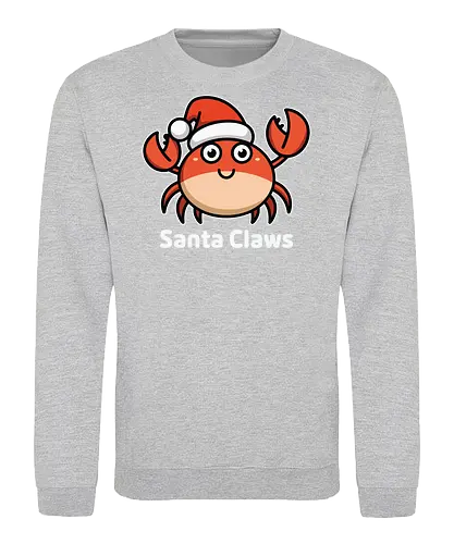Santa Claws - cartoon, crab, santa hat, festive, holiday, humor, christmas, character, cute, playful, puns - Sweatshirt