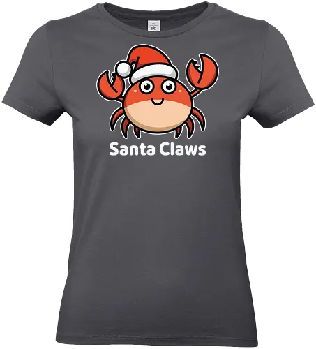 Santa Claws - cartoon, crab, santa hat, festive, holiday, humor, christmas, character, cute, playful, puns - Standard T-Shirt (Frauen)