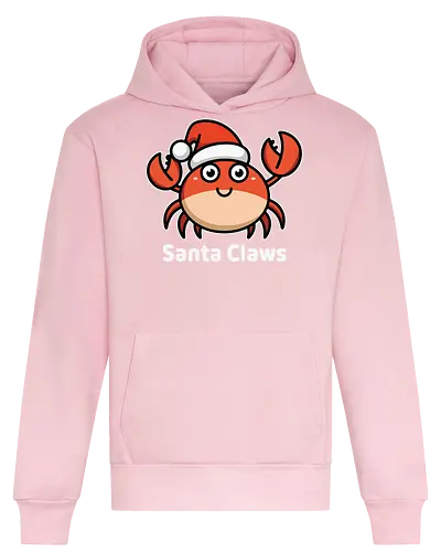 Santa Claws - cartoon, crab, santa hat, festive, holiday, humor, christmas, character, cute, playful, puns - Heavyweight Hoodie