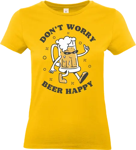 Don't Worry Beer Happy - beer, cartoon, party, drink, drinks, alcohol, funny, happy. - Standard T-Shirt (Frauen)