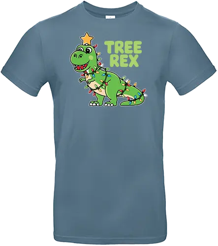 Tree Rex - dinosaur, christmas lights, festive, humor, holiday, star, green, decoration, playful, pun - Standard T-Shirt