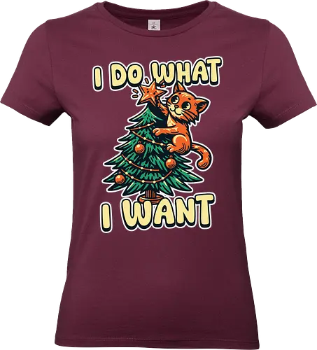 I do what I want - cat, christmas tree, holiday, humor, star, decoration, whimsical, playful, cute, mischievous - Standard T-Shirt (Frauen)