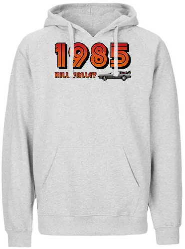 Hill Valley 1985 Vintage Art  - Future, delorean, doc brown, funny pop, funny quote, geek, hill valley, joke, marty mcfly, meme, memes, nerd, parody, time travel, vintage - Fairtrade Hoodie