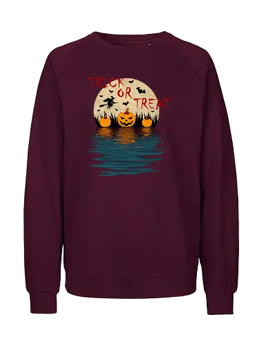 Trick Or Treat Halloween Art - halloween, funny halloween, funny quote, geek, happy halloween, humor, joke, meme, memes, nerd, parody, spooky, trick or treat, vintage halloween art - Fairtrade Sweatshirt