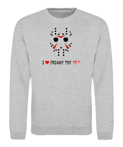 I Love Friday The 13th Vintage Art - funny, friday the 13th, funny halloween, funny pop, funny quote, geek, halloween, happy halloween, horror movie, joke, meme, nerd, parody, vintage, camp crystal lake - Sweatshirt