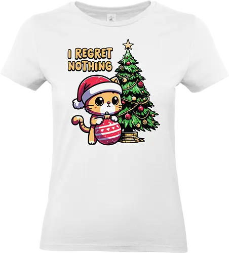 I REGRET NOTHING - cat, santa hat, christmas tree, ornament, festive, humor, cute, holiday, cartoon, decoration - Standard T-Shirt (Frauen)