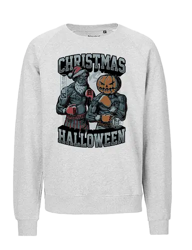 Christmas vs. Halloween - christmas, halloween, october, mma, fight, holiday, easter, bunny, santa claus, nice, naughty, scary, spooky, creepy, pumpkin, martial arts, ufc, fighting, Trick Or Treat, christmas - Fairtrade Sweatshirt