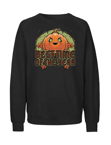 Pumpkin Autumn Halloween - Halloween, Pumpkin Autumn, fall, holiday, october, Cute, fun, funny, spooky, creepy, scary, trick or treat, leaves - Fairtrade Sweatshirt