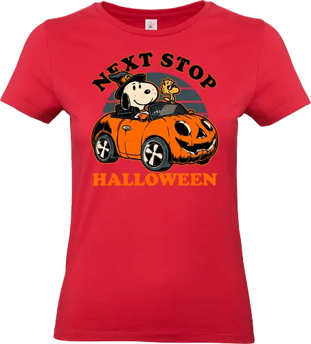 Spooky Beagle Car - halloween, holiday, october, spooky, trick or treat, Vintage, Retro Vintage, classic, Scary, creepy, dog, pet, beagle, bird, car, pumpkin, peanuts, woodstock - Standard T-Shirt (Frauen)