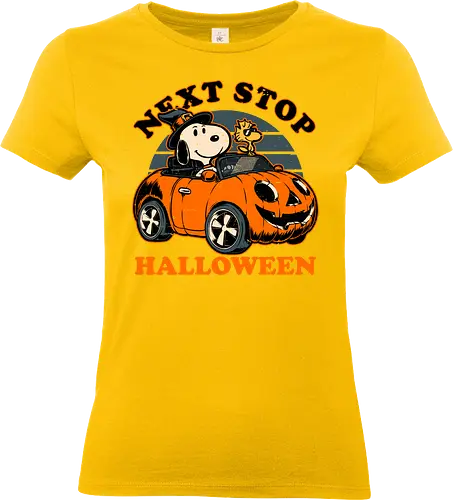 Spooky Beagle Car - halloween, holiday, october, spooky, trick or treat, Vintage, Retro Vintage, classic, Scary, creepy, dog, pet, beagle, bird, car, pumpkin, peanuts, woodstock - Standard T-Shirt (Frauen)
