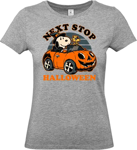 Spooky Beagle Car - halloween, holiday, october, spooky, trick or treat, Vintage, Retro Vintage, classic, Scary, creepy, dog, pet, beagle, bird, car, pumpkin, peanuts, woodstock - Standard T-Shirt (Frauen)