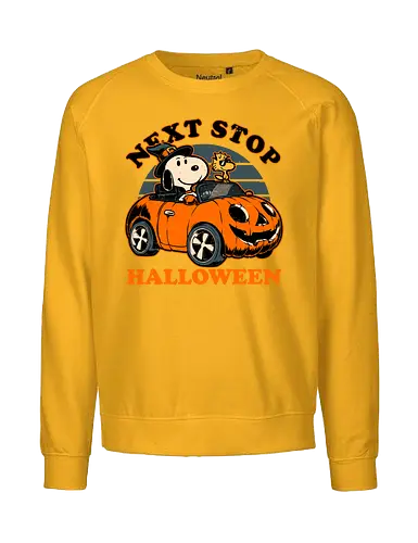 Spooky Beagle Car - halloween, holiday, october, spooky, trick or treat, Vintage, Retro Vintage, classic, Scary, creepy, dog, pet, beagle, bird, car, pumpkin, peanuts, woodstock - Fairtrade Sweatshirt