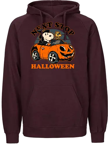 Spooky Beagle Car - halloween, holiday, october, spooky, trick or treat, Vintage, Retro Vintage, classic, Scary, creepy, dog, pet, beagle, bird, car, pumpkin, peanuts, woodstock - Fairtrade Hoodie
