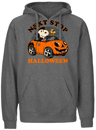 Spooky Beagle Car - halloween, holiday, october, spooky, trick or treat, Vintage, Retro Vintage, classic, Scary, creepy, dog, pet, beagle, bird, car, pumpkin, peanuts, woodstock - Fairtrade Hoodie