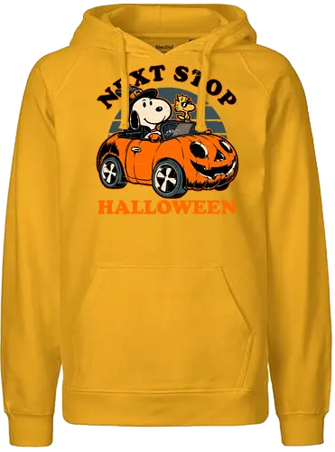Spooky Beagle Car - halloween, holiday, october, spooky, trick or treat, Vintage, Retro Vintage, classic, Scary, creepy, dog, pet, beagle, bird, car, pumpkin, peanuts, woodstock - Fairtrade Hoodie