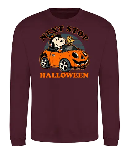 Spooky Beagle Car - halloween, holiday, october, spooky, trick or treat, Vintage, Retro Vintage, classic, Scary, creepy, dog, pet, beagle, bird, car, pumpkin, peanuts, woodstock - Sweatshirt
