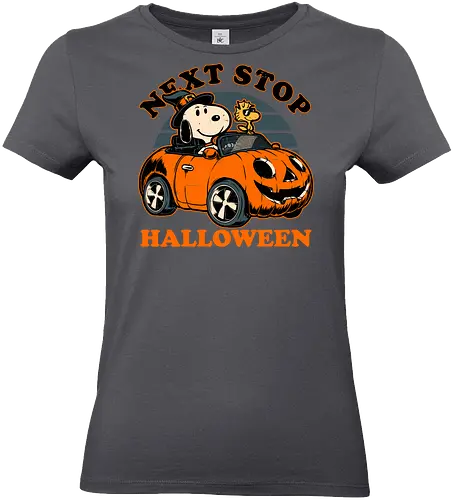 Spooky Beagle Car - halloween, holiday, october, spooky, trick or treat, Vintage, Retro Vintage, classic, Scary, creepy, dog, pet, beagle, bird, car, pumpkin, peanuts, woodstock - Standard T-Shirt (Frauen)
