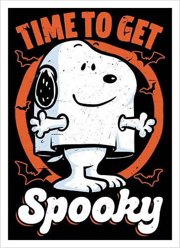 Spooky Beagle Halloween - Halloween, Spooky, Spooky Season, Mystery, Candy, Horror, October, Surprise, creepy, ghost, trick or treat, cute, boo, pet, beagle, dog, comic, bat, bats, peanuts - Kunstdruck
