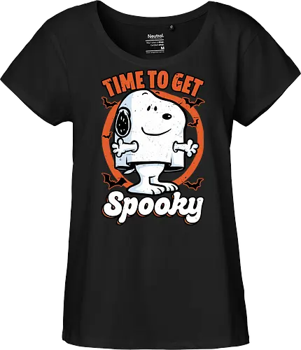 Spooky Beagle Halloween - Halloween, Spooky, Spooky Season, Mystery, Candy, Horror, October, Surprise, creepy, ghost, trick or treat, cute, boo, pet, beagle, dog, comic, bat, bats, peanuts - Fairtrade Girl Shirt