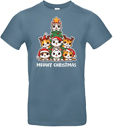  cute kitten tree - cats, christmas, holiday, cartoon, cute, festive, tree, hats, star, greeting - Standard T-Shirt