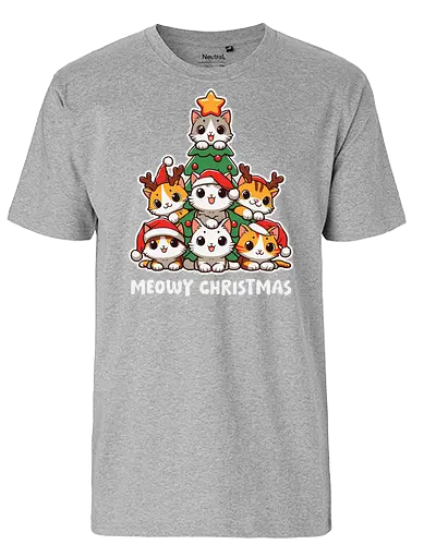  cute kitten tree - cats, christmas, holiday, cartoon, cute, festive, tree, hats, star, greeting - Fairtrade T-Shirt