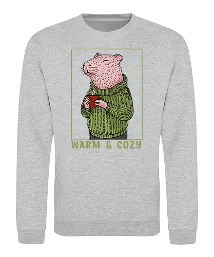 Warm and Cozy - capy, capybara, christmas, merry christmas, xmas, cocoa, cozy, holiday, cozy holidays, winter, winter time - Sweatshirt