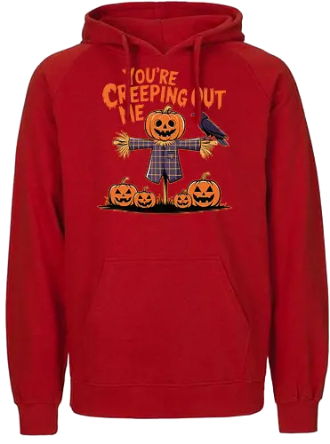 You're Creeping Me Out - scarecrow, jack-o'-lantern, halloween, crow, pumpkin, humor, text, spooky, autumn - Fairtrade Hoodie