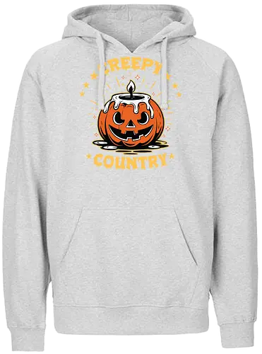 Creepy Country - halloween, jack-o'-lantern, candle, spooky, stars, glow, night, orange, eerie, festive - Fairtrade Hoodie