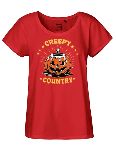 Creepy Country - halloween, jack-o'-lantern, candle, spooky, stars, glow, night, orange, eerie, festive - Fairtrade Girl Shirt