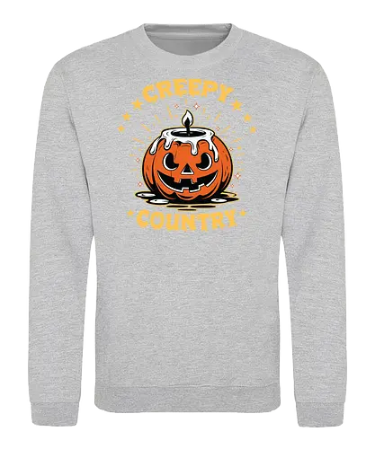 Creepy Country - halloween, jack-o'-lantern, candle, spooky, stars, glow, night, orange, eerie, festive - Sweatshirt