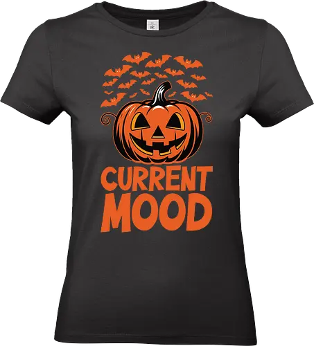 CURRENT MOOD - halloween, jack-o'-lantern, bats, spooky, festive, orange, humor, autumn, decoration, mood - Standard T-Shirt (Frauen)